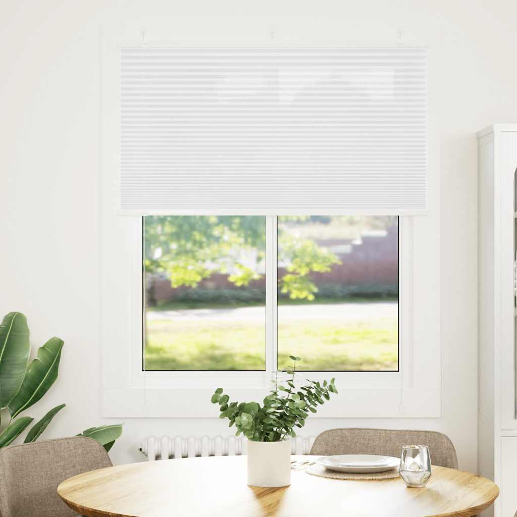 Branco plissada cega 105x150cm largura tecido 104,4cm poliéster