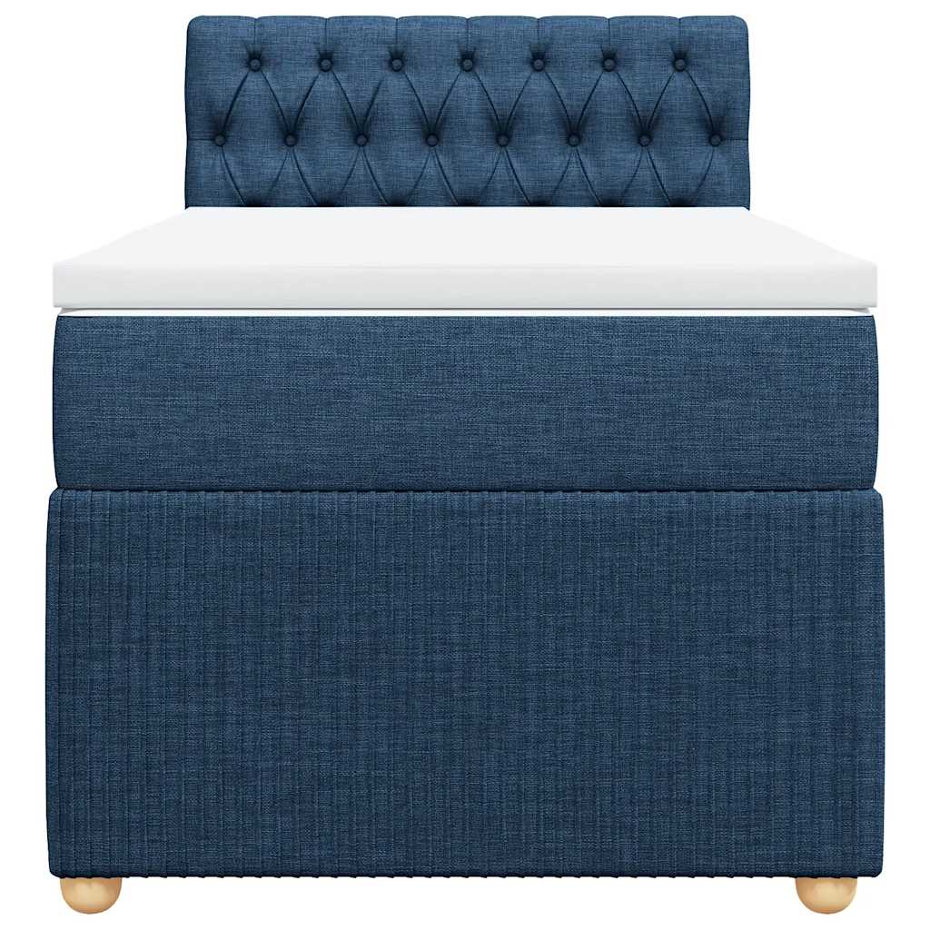 Cama com molas/colchão 100x200 cm tecido azul