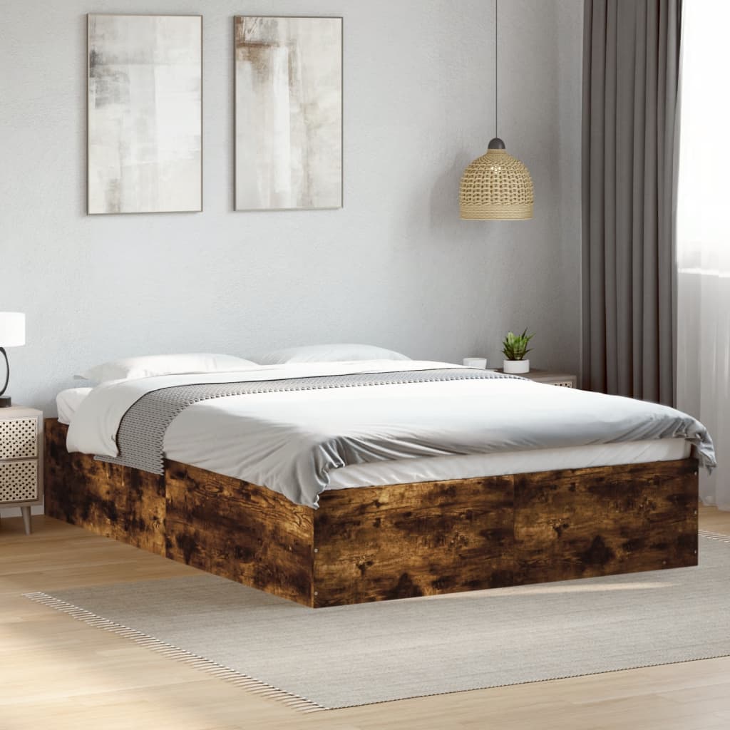 Estrutura de cama 120x200 cm derivados madeira carvalho fumado