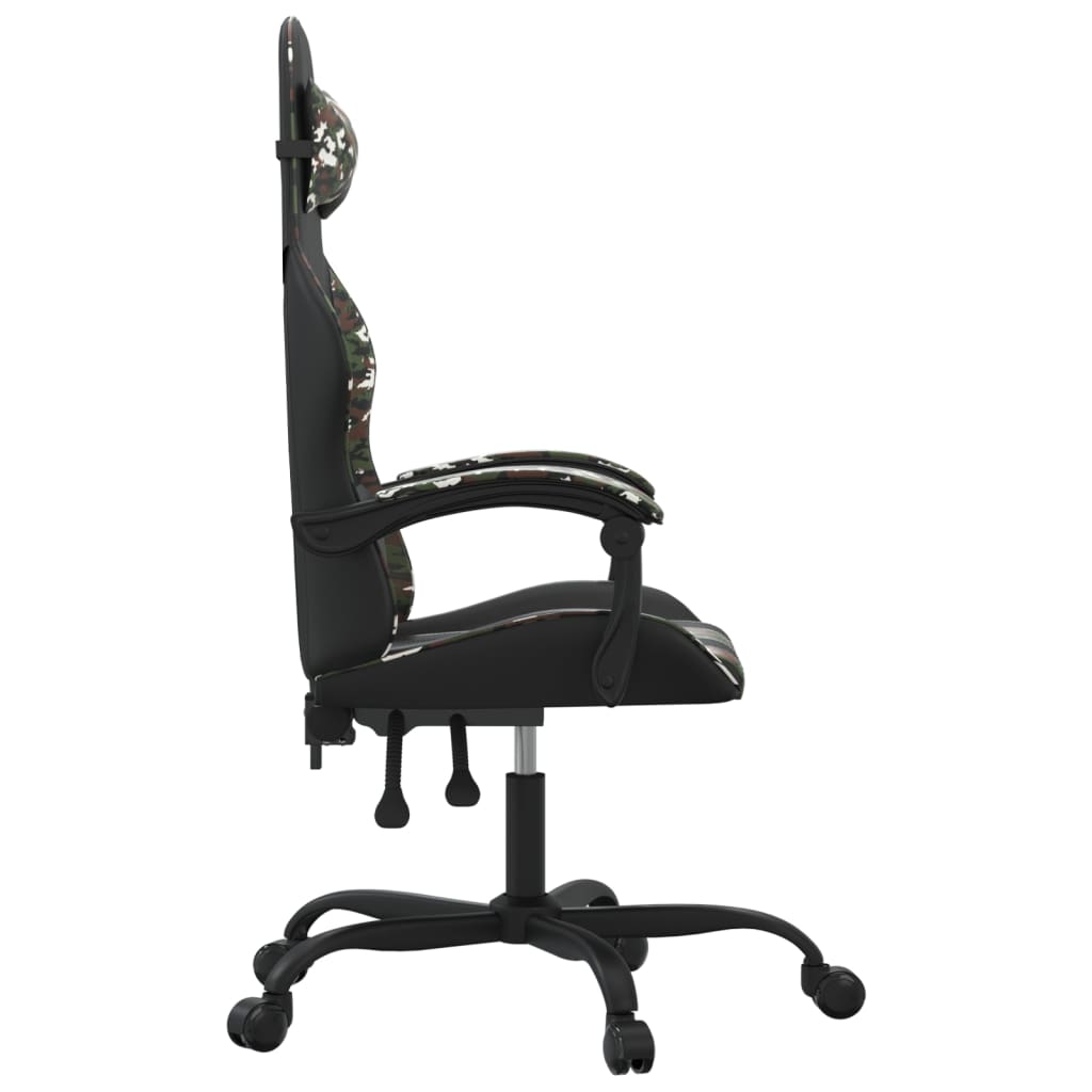 Cadeira gaming couro artificial preto e camuflado