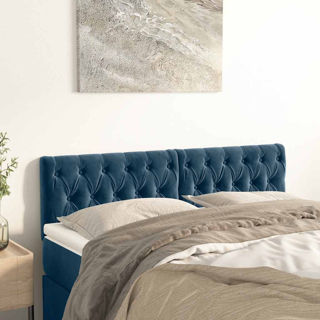 Cabeceiras azul-escuro 144x7x78/88 cm veludo