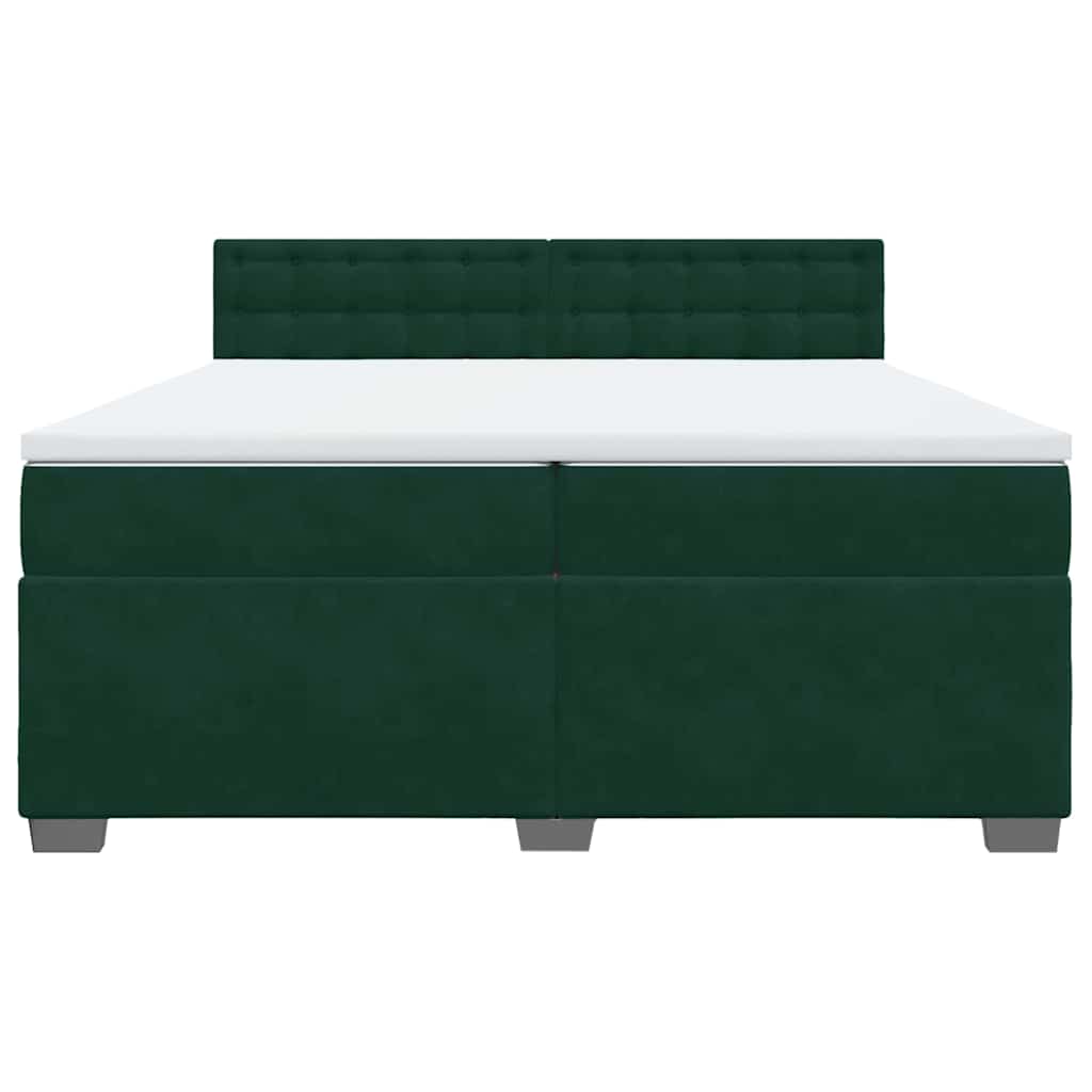 Cama com molas/colchão 200x200 cm veludo verde-escuro