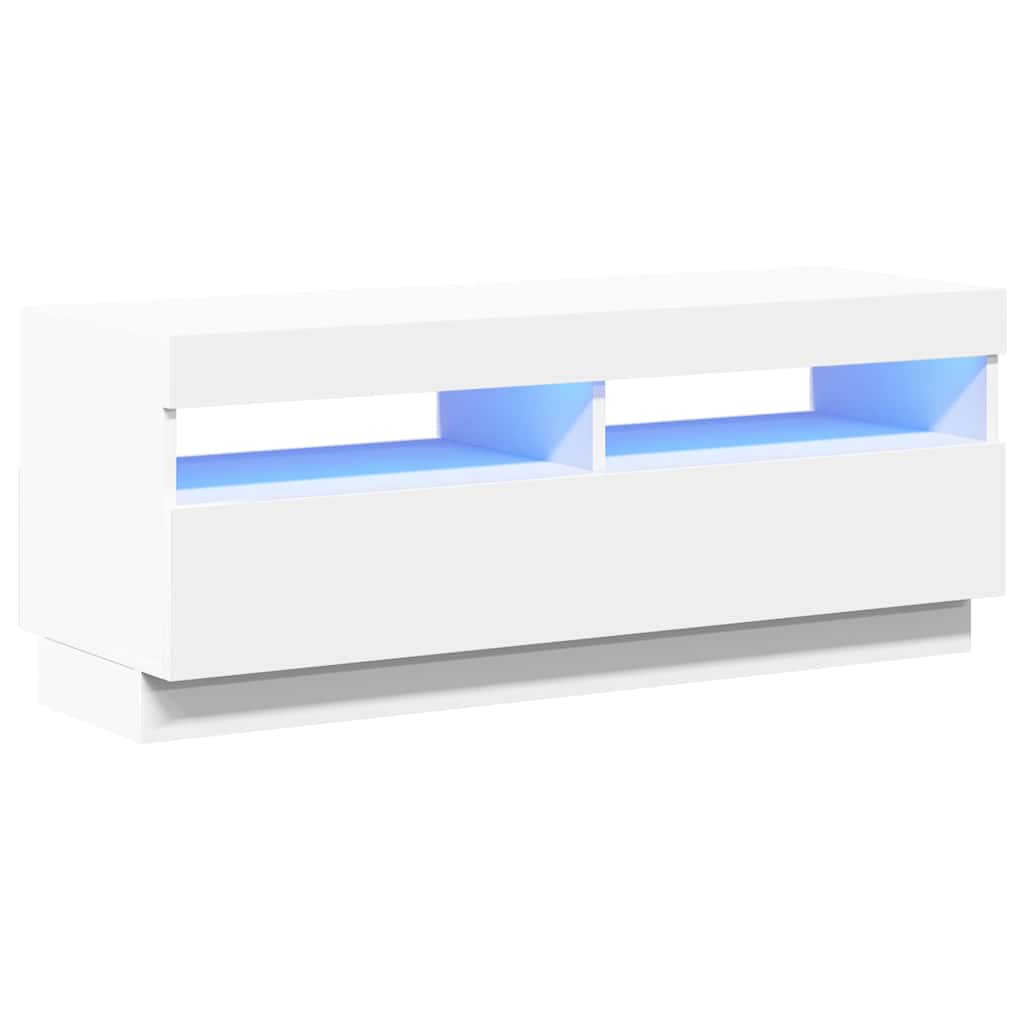 Móvel de TV com luzes LED 100x35x40 cm branco