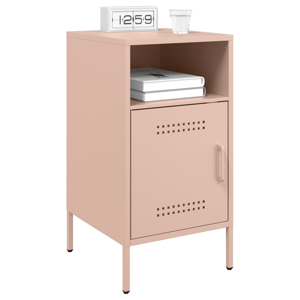 Mesas de cabeceira 2 pcs 36x39x68 cm aço rosa