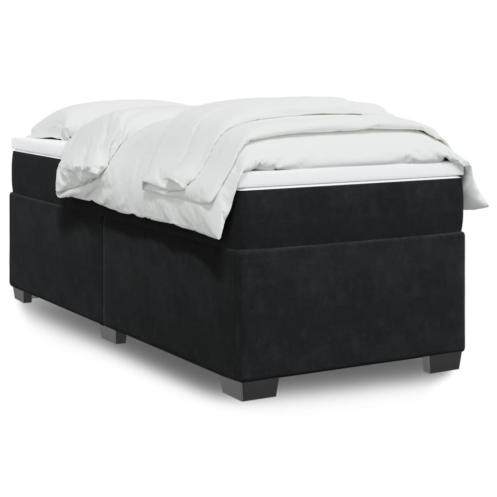 Cama com molas/colchão 100x200 cm veludo preto