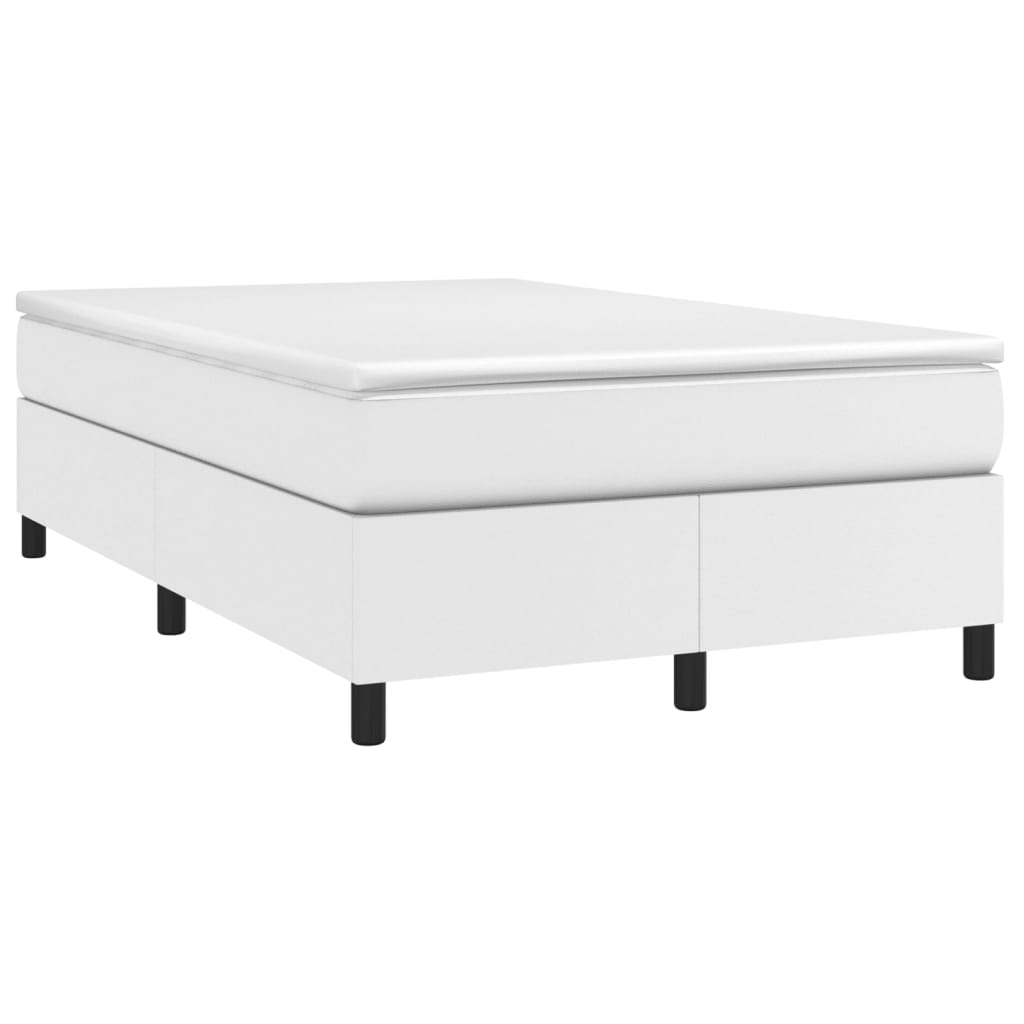 Estrutura de cama com molas 120x200 cm couro artificial branco