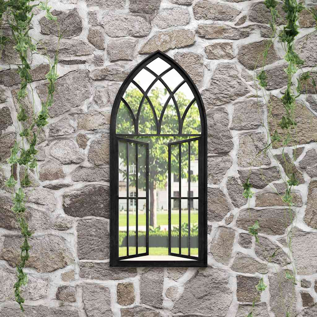 Espelho de jardim p/ uso exterior ferro 100x45 cm preto