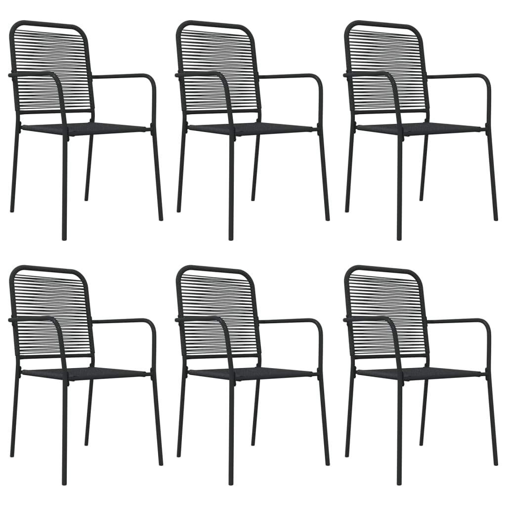7 Pcs conjunto de jantar p/ jardim corda de algodão e aço preto