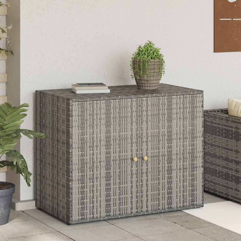 Armário de arrumação p/ jardim 100x55,5x80 cm vime PE cinzento
