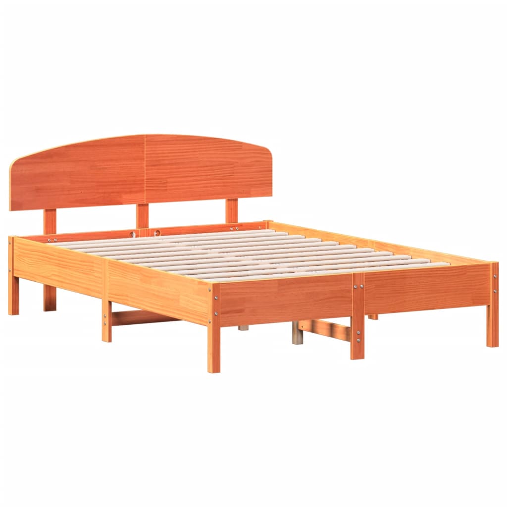 Cama sem colchão 120x190 cm madeira pinho maciça castanho-mel