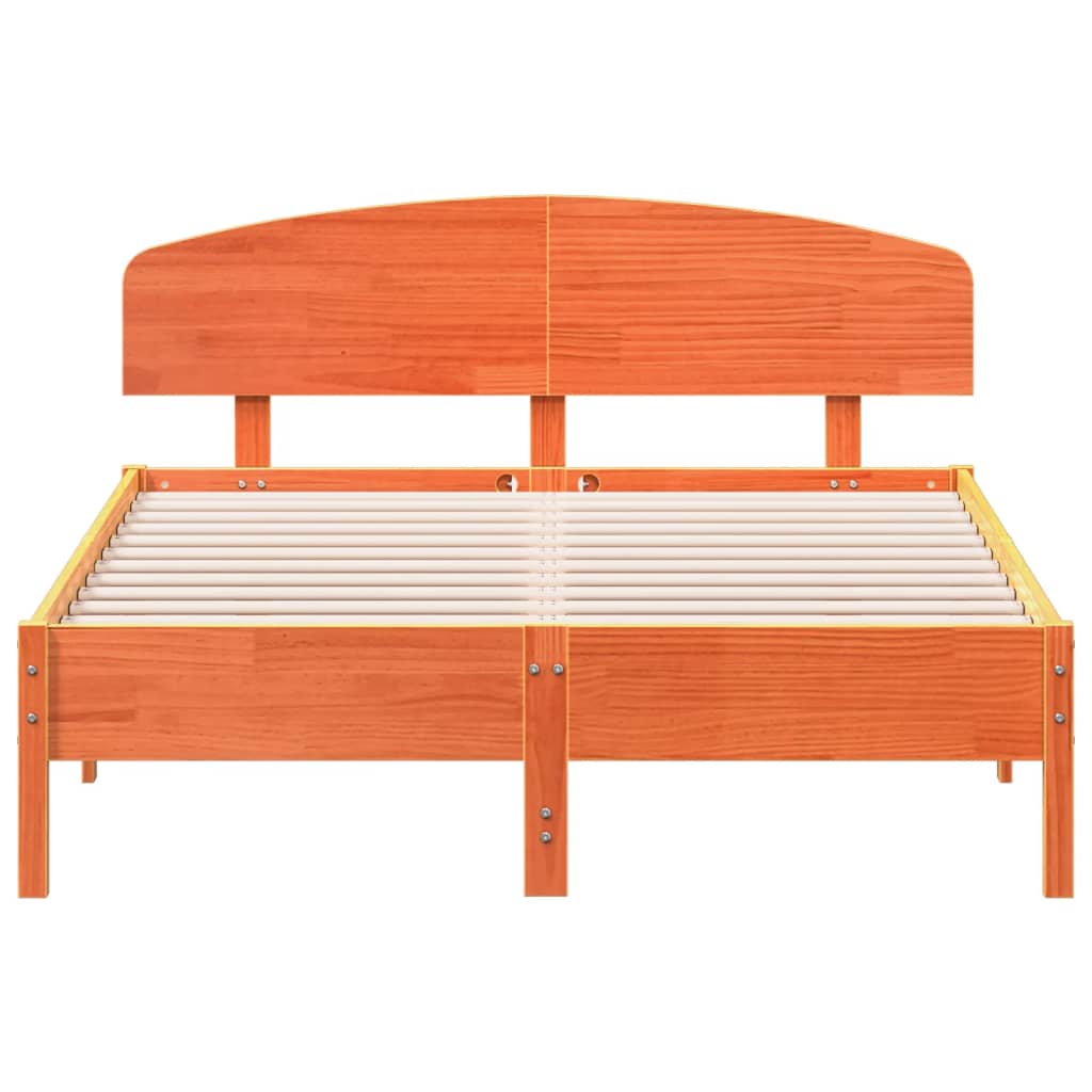Cama sem colchão 120x190 cm madeira pinho maciça castanho-mel
