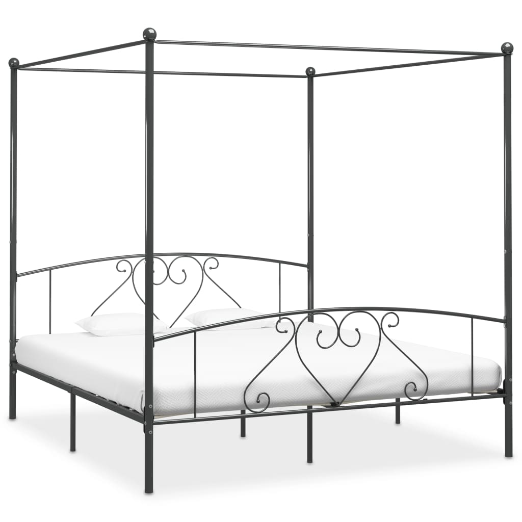 Estrutura de cama com dossel 180x200 cm metal cinzento