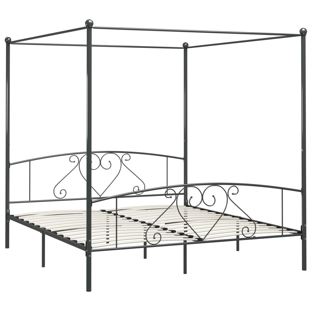 Estrutura de cama com dossel 180x200 cm metal cinzento