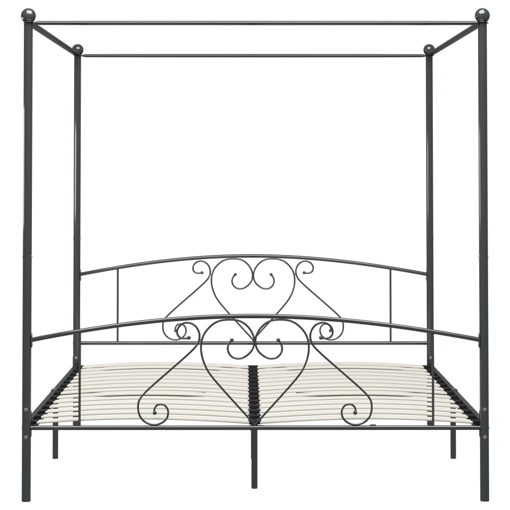Estrutura de cama com dossel 180x200 cm metal cinzento