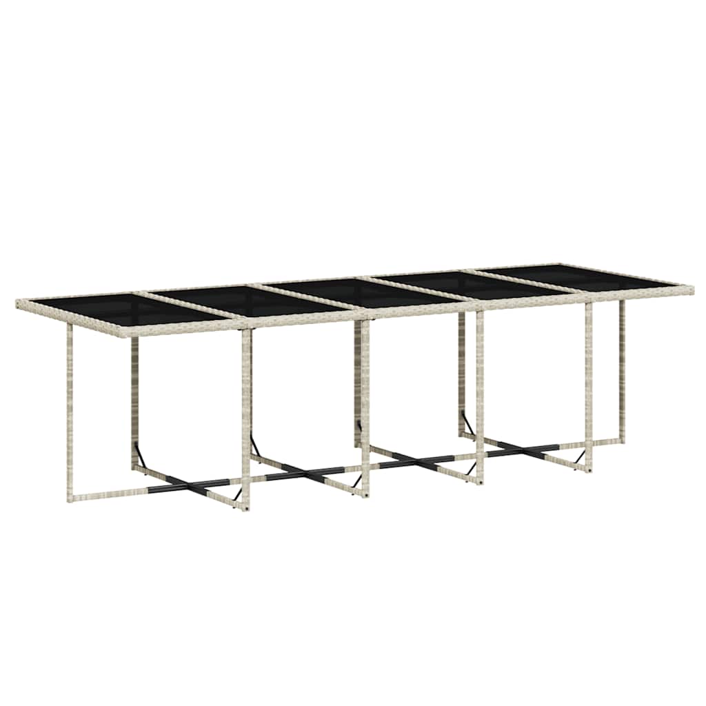 15 Pcs conj. jantar jardim c/ almofadões vime PE cinzento-claro