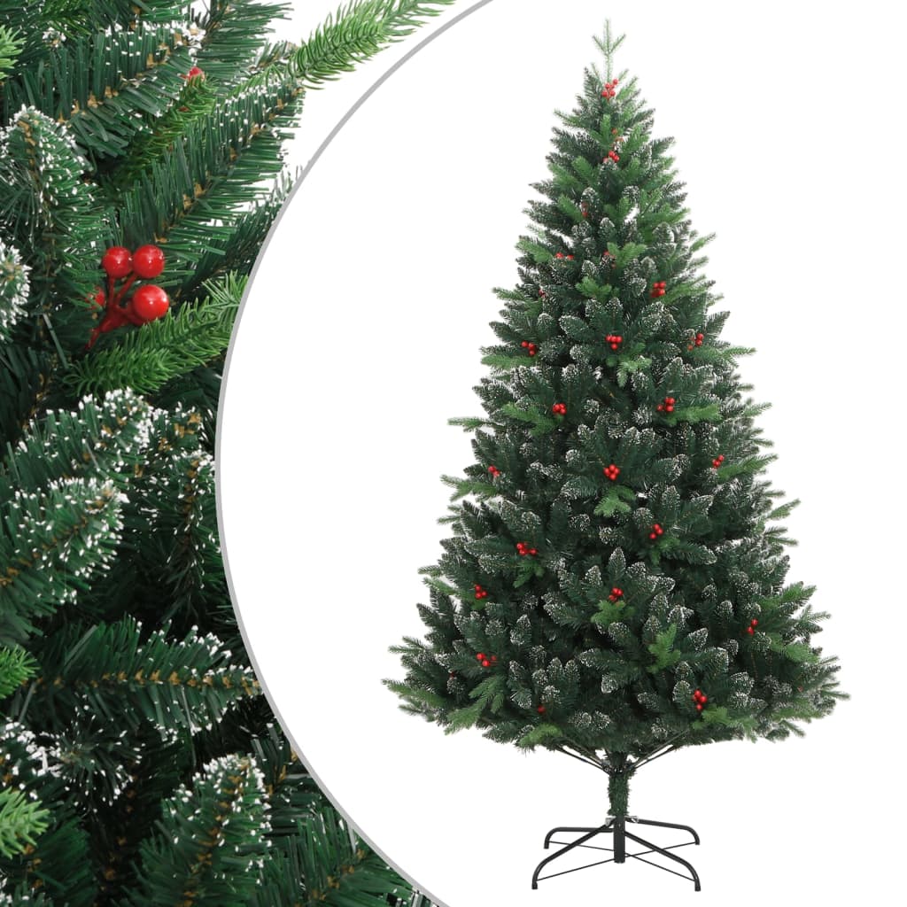 Árvore de natal artificial articulada c/ bagas vermelhas 150 cm