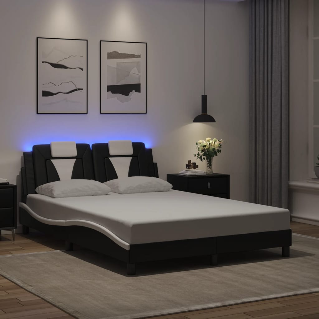 Estrutura de cama viana com LED sem colchão 120x200cm preto/branco