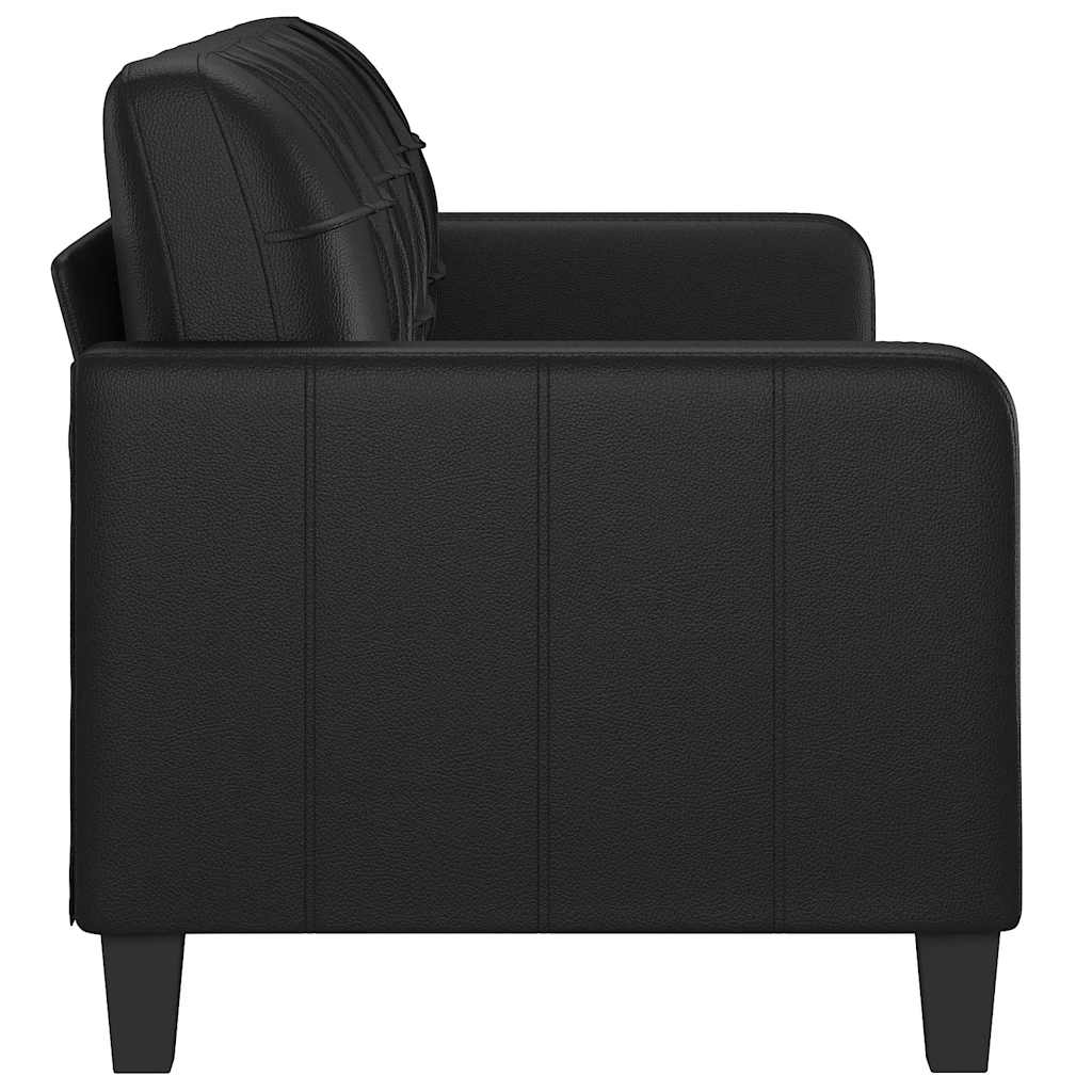 Sofá de 3 lugares 180 cm couro artificial preto