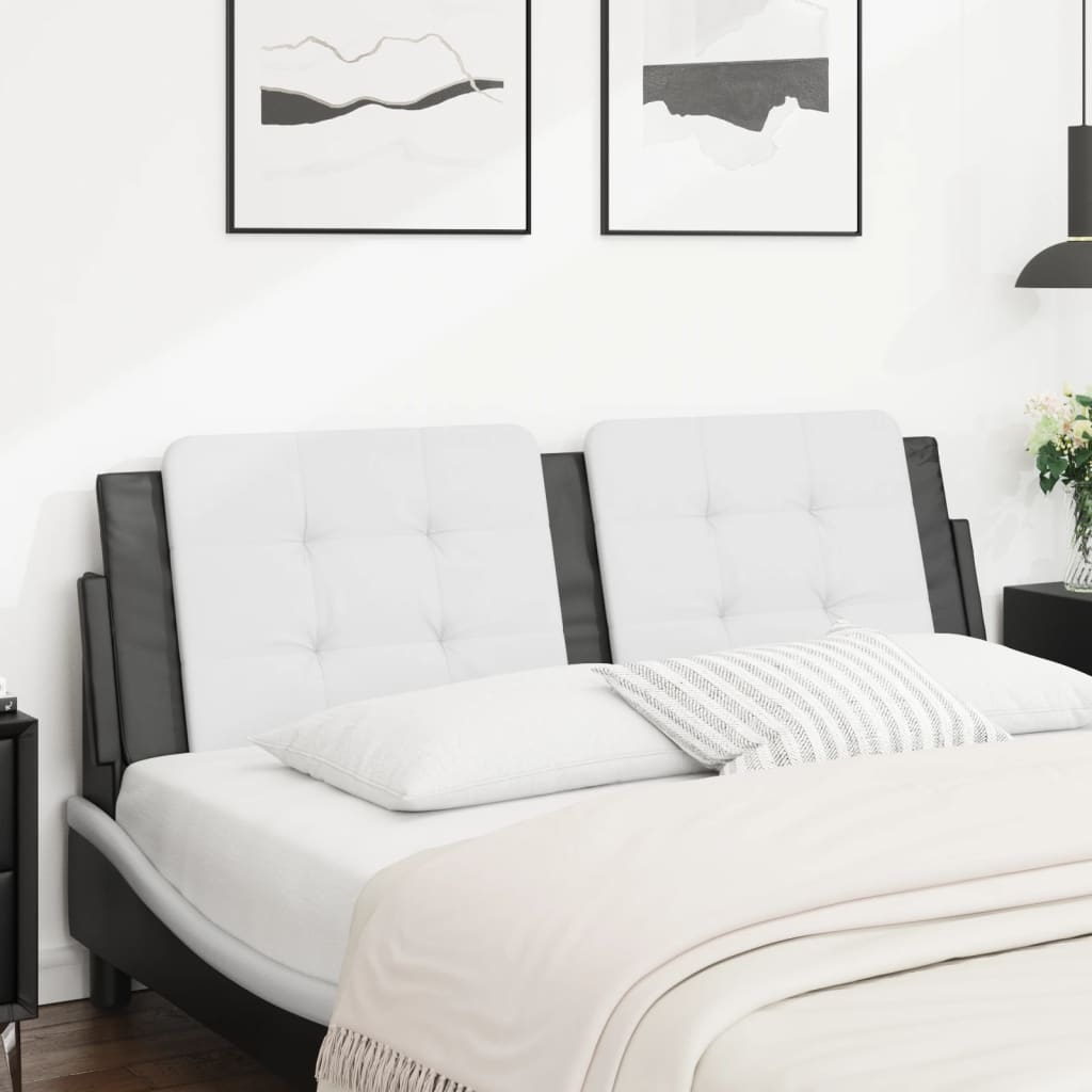 Almofadão de cabeceira zadar 160 cm couro artificial branco e preto