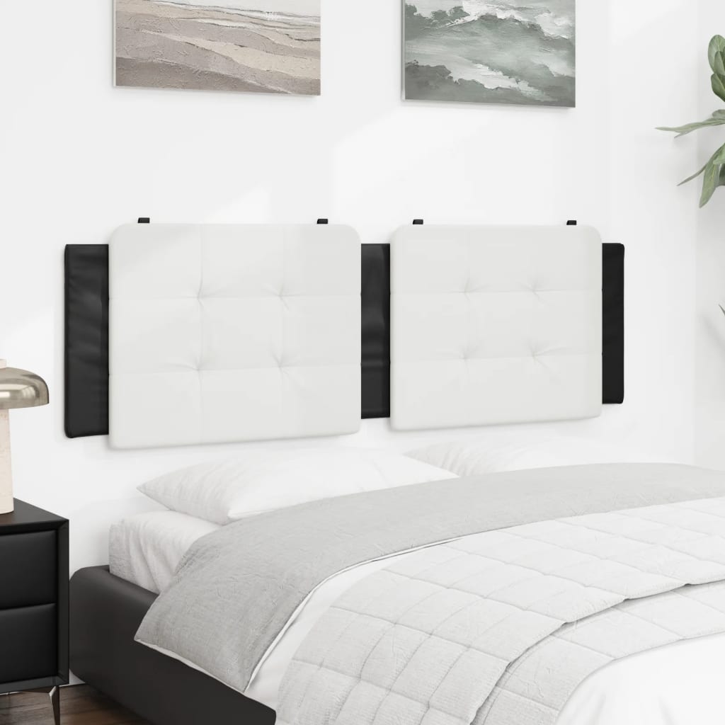Almofadão de cabeceira zadar 160 cm couro artificial branco e preto