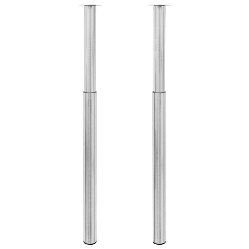 2 Pernas de mesa telescópicas aço inoxidável, 710 mm-1100 mm