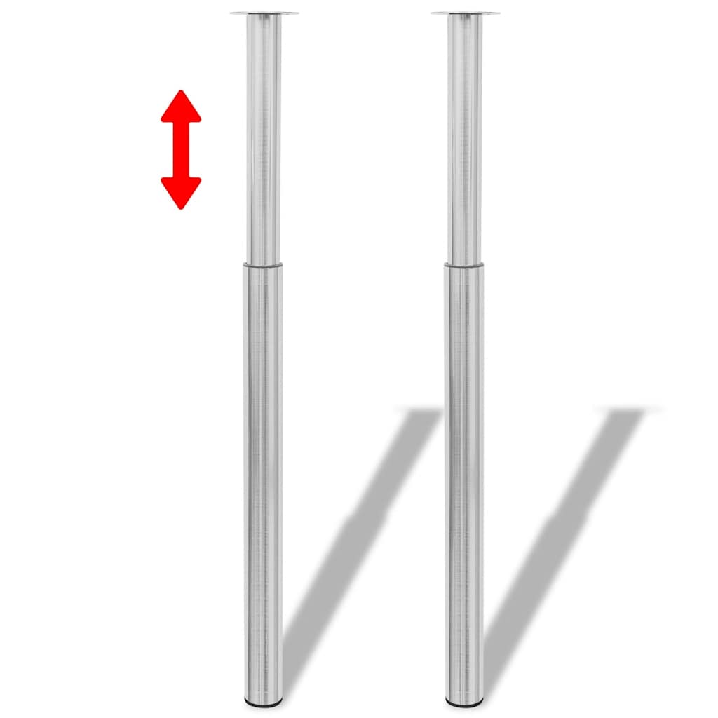 2 Pernas de mesa telescópicas aço inoxidável, 710 mm-1100 mm