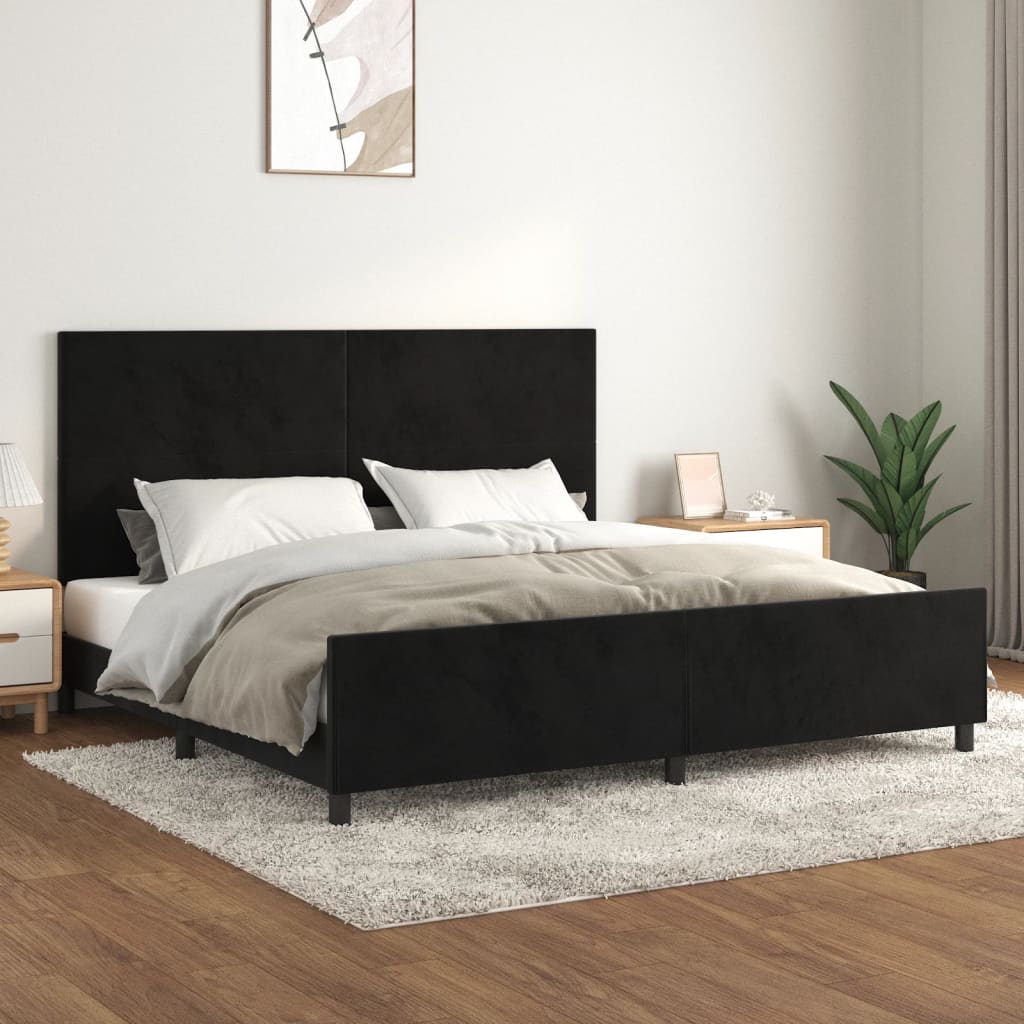 Estrutura de cama sem colchão 200x200 cm veludo preto