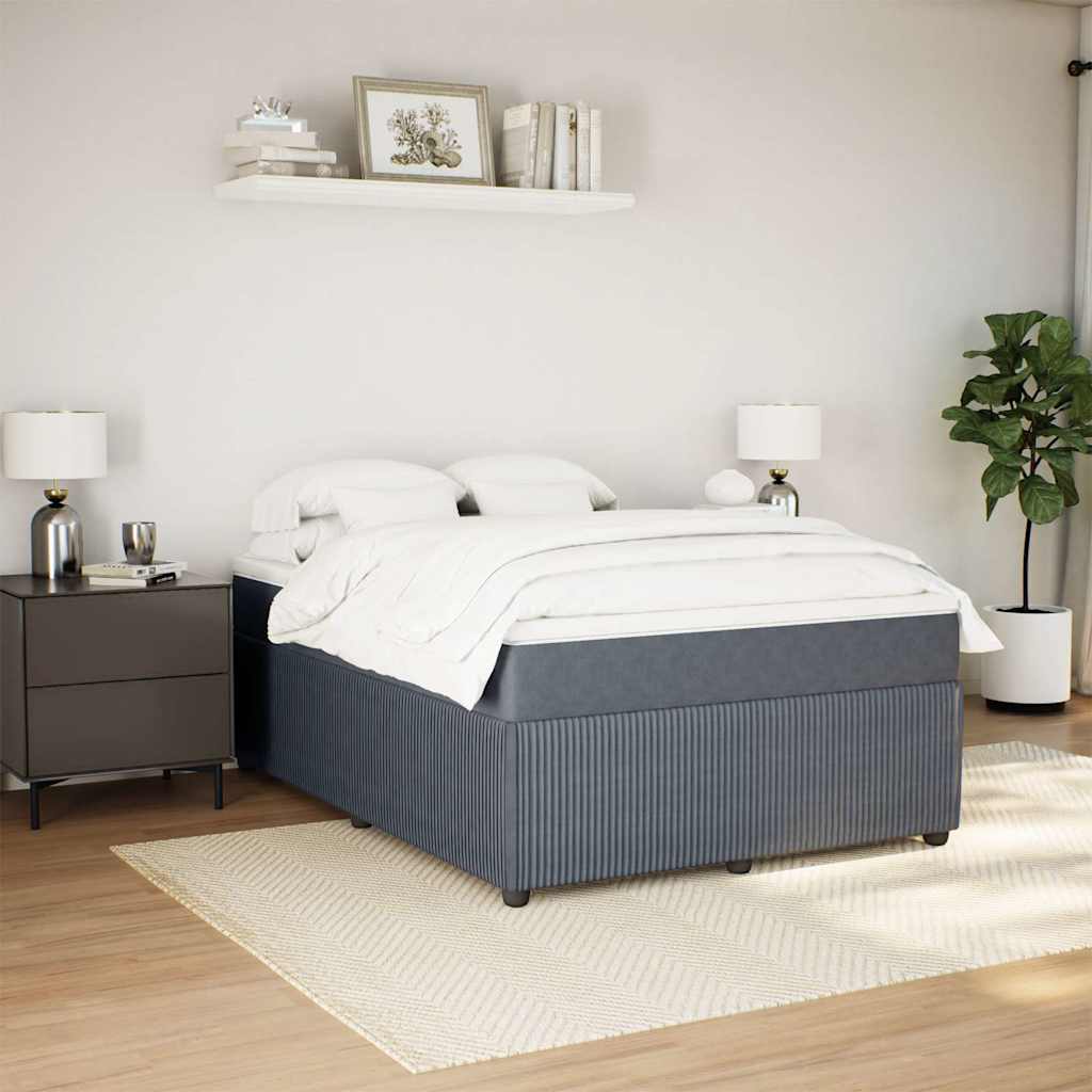 Cama com molas/colchão 160x200 cm veludo cinzento-escuro