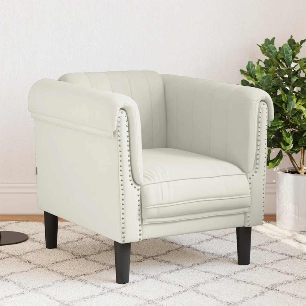 Poltrona veludo cor creme