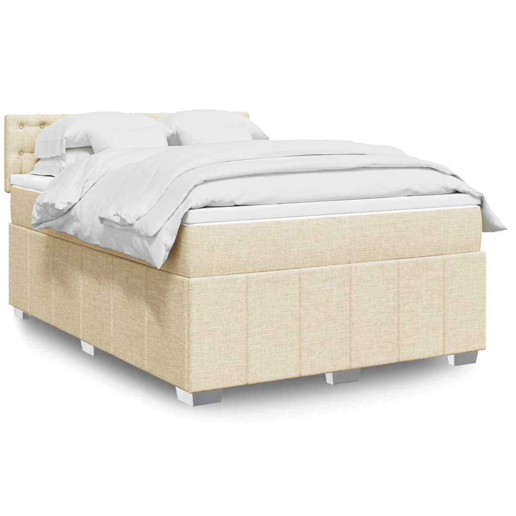 Cama com molas/colchão 160x200 cm tecido cor creme