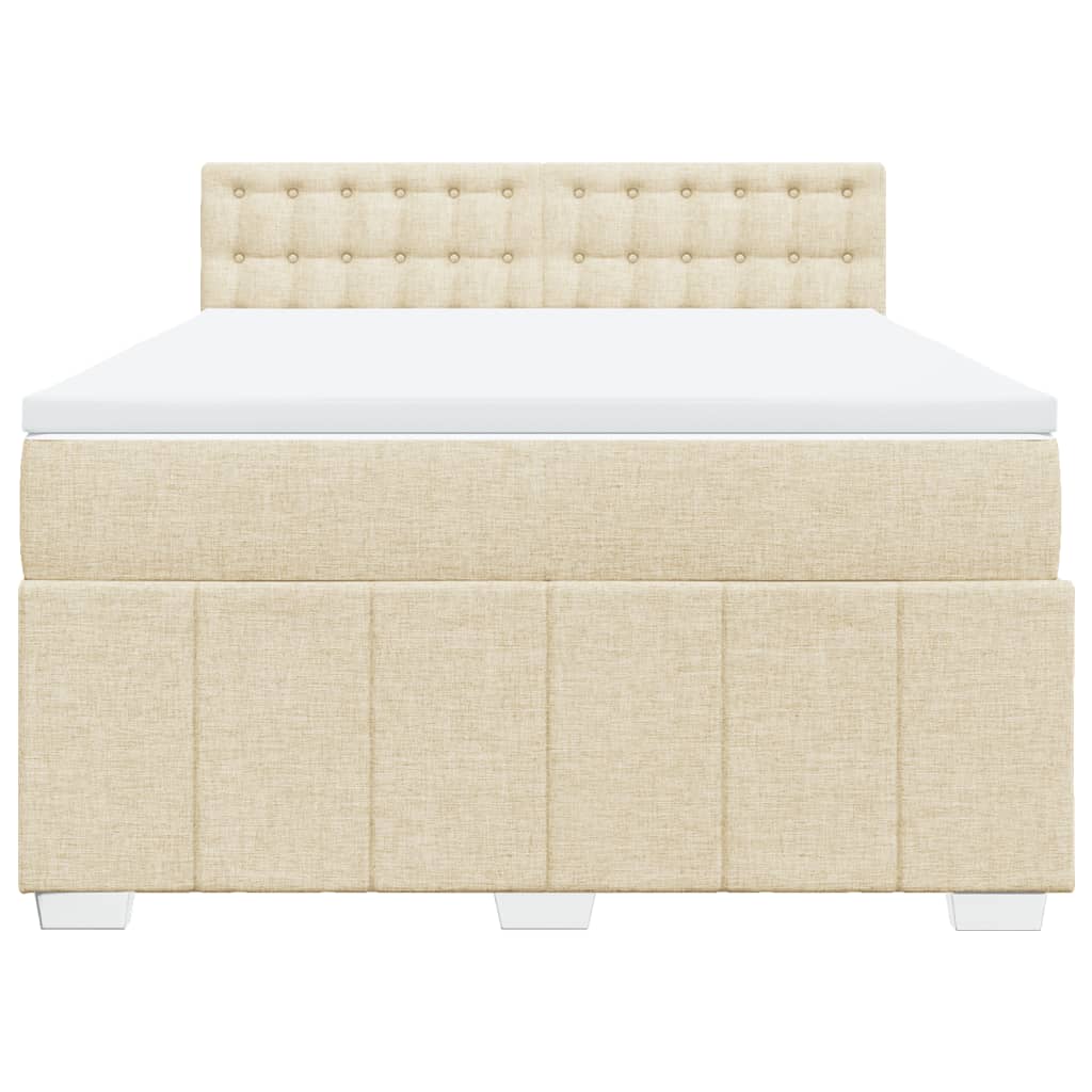 Cama com molas/colchão 160x200 cm tecido cor creme
