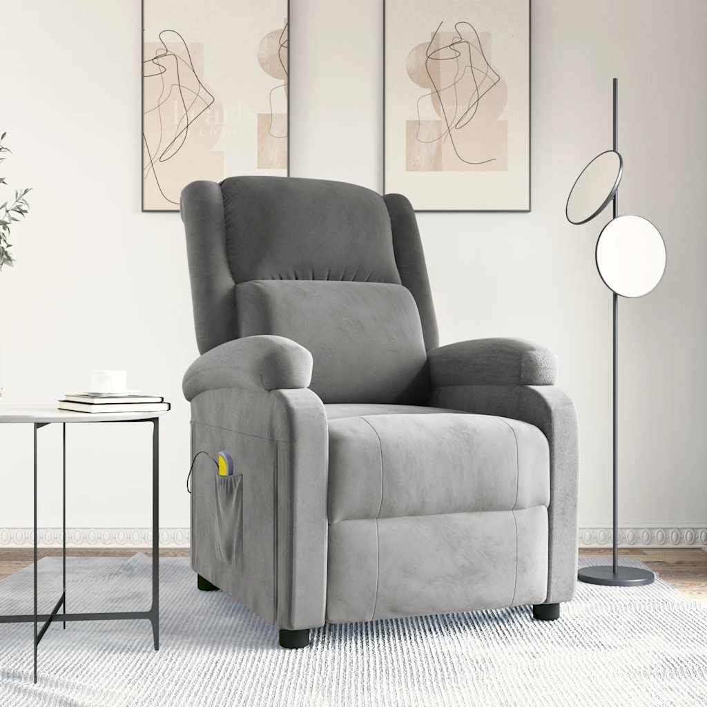 Poltrona de massagens veludo cinzento-claro