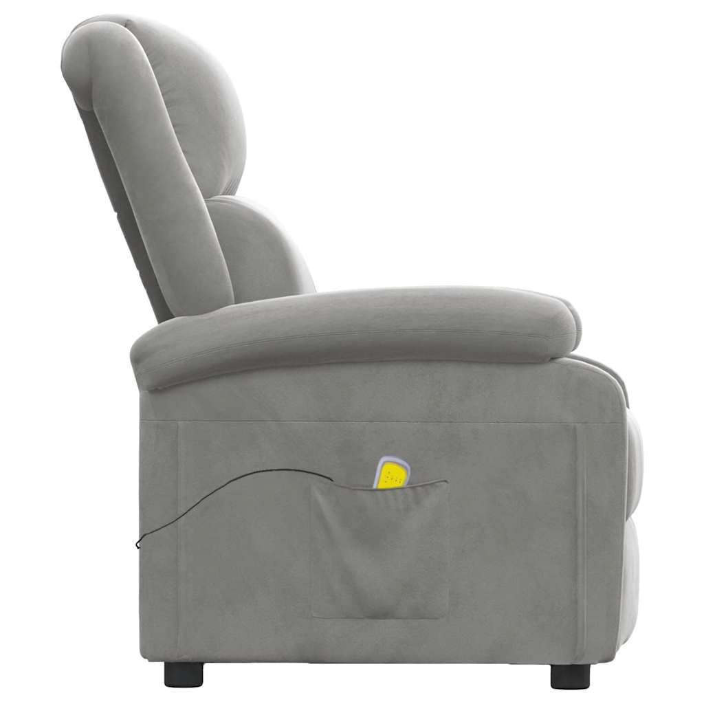 Poltrona de massagens veludo cinzento-claro