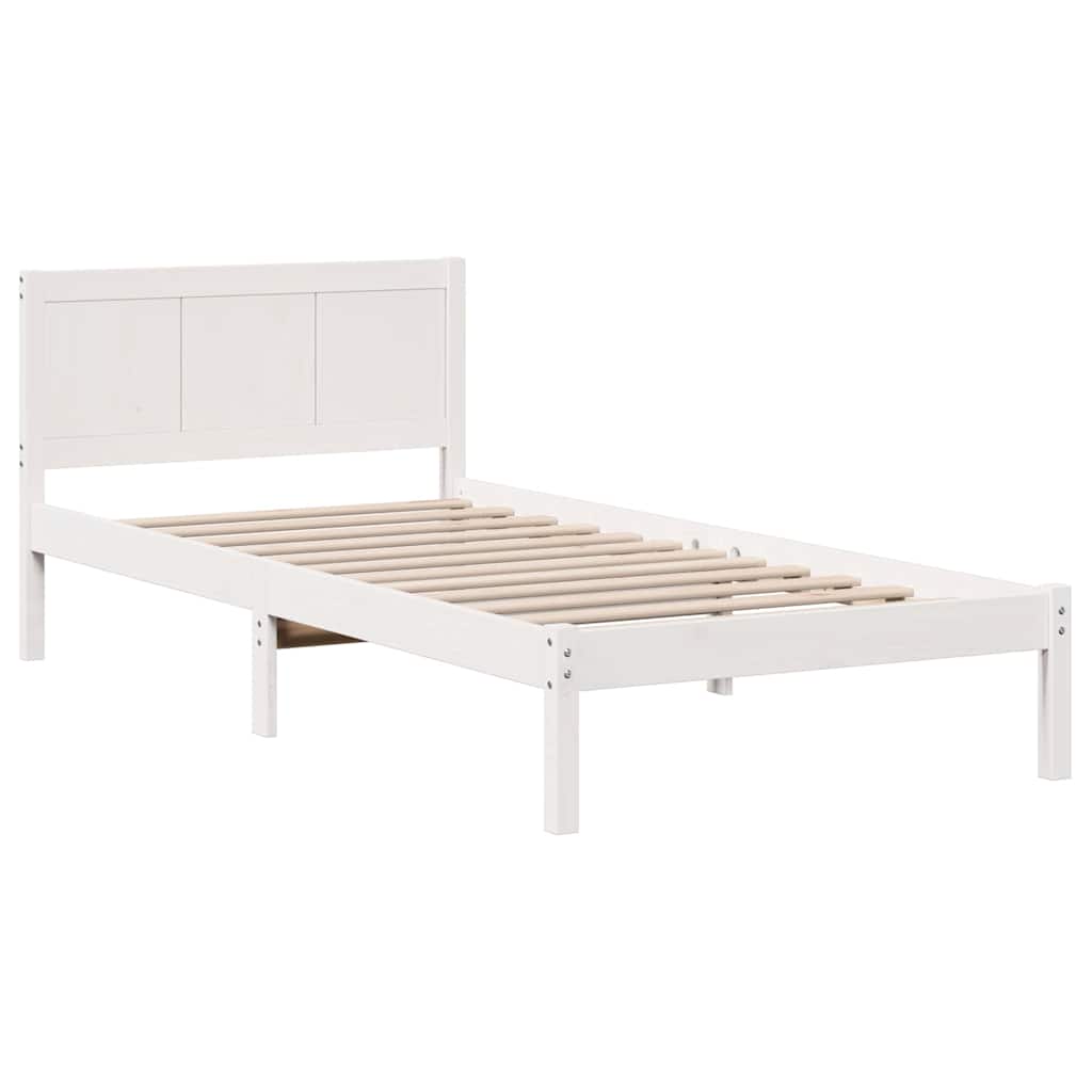 Estrutura da cama branco 100 x 200 cm madeira de pinho maciça