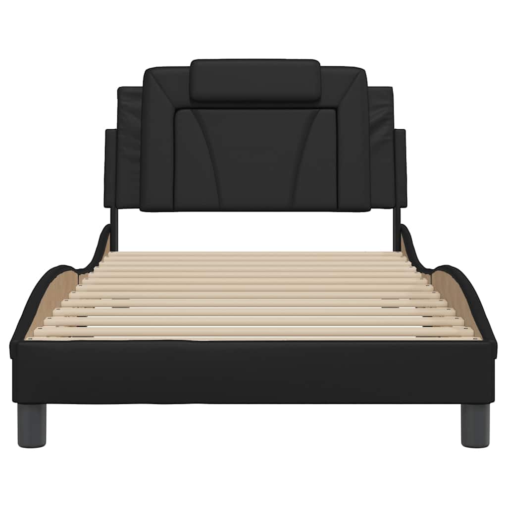 Estrutura de cama viana sem colchão 100x200 cm couro artificial preto