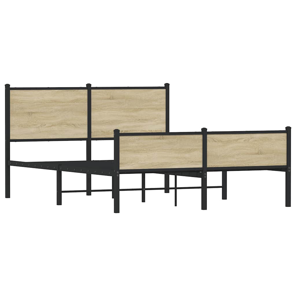 Estrutura de cama sem colchão 140x190 cm metal carvalho sonoma