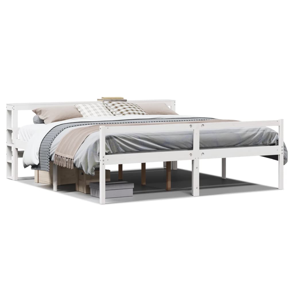 Cama para idosos com cabeceira 180x200 cm pinho maciço branco