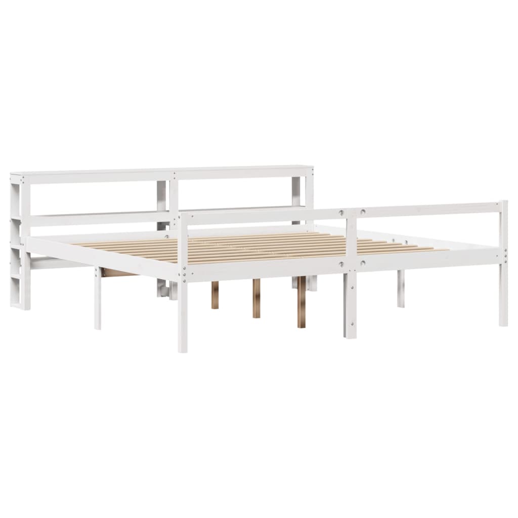 Cama para idosos com cabeceira 180x200 cm pinho maciço branco