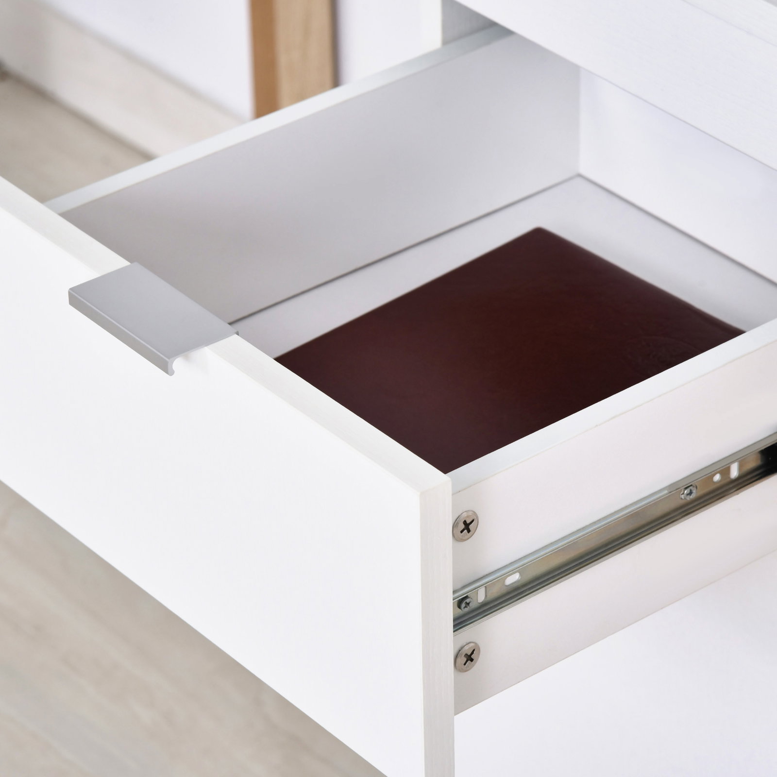 Mesa de computador com gaveta armário pés em forma retangular112,5x50x75,5 cm branco e madeira
