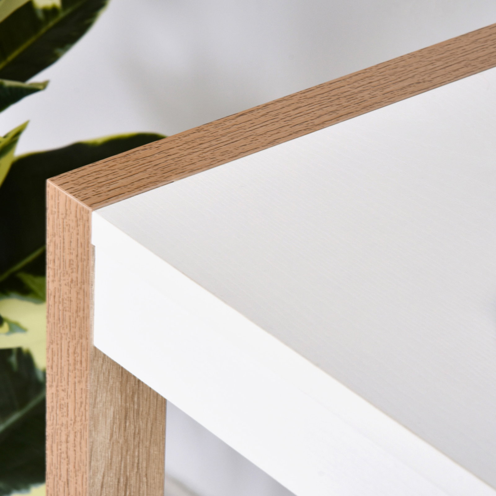 Mesa de computador com gaveta armário pés em forma retangular112,5x50x75,5 cm branco e madeira