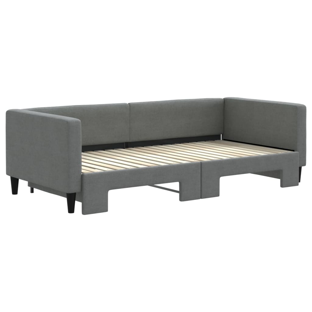 Sofá-cama com gavetão 100x190 cm tecido cinzento-escuro