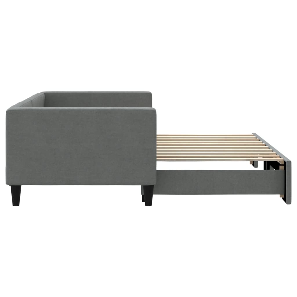 Sofá-cama com gavetão 100x190 cm tecido cinzento-escuro