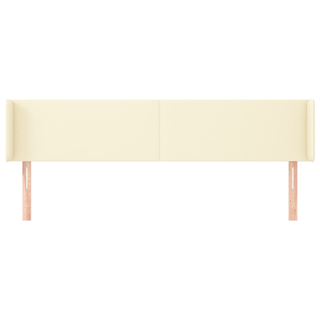 Cabeceira de cama c/ abas couro artificial 183x16x78/88cm creme