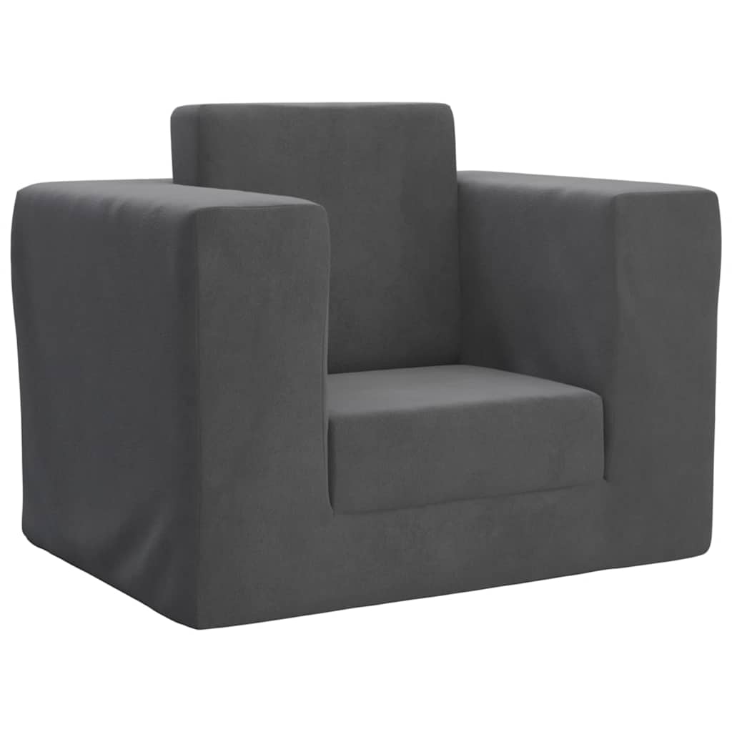 Sofá-cama infantil pelúcia macia antracite