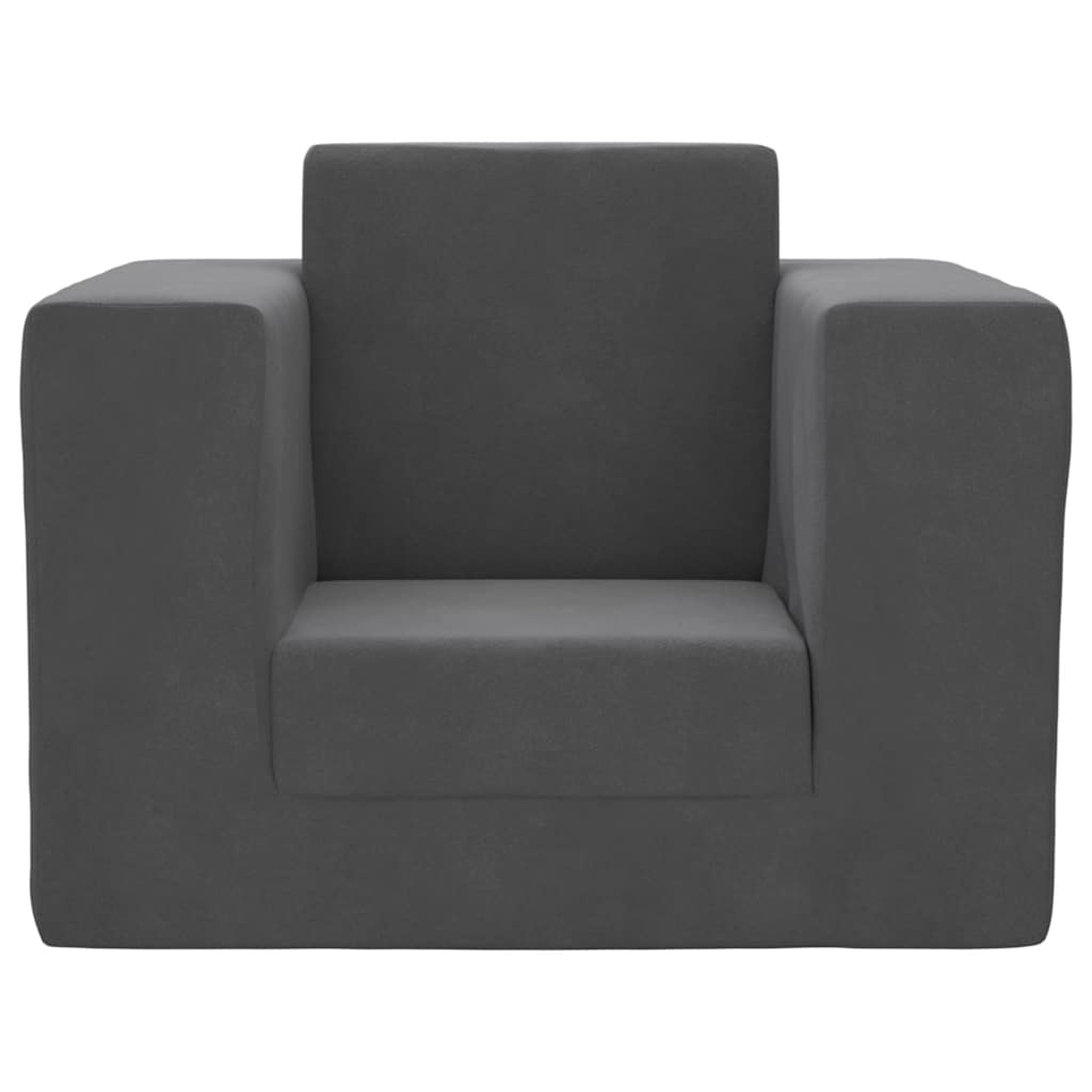 Sofá-cama infantil pelúcia macia antracite