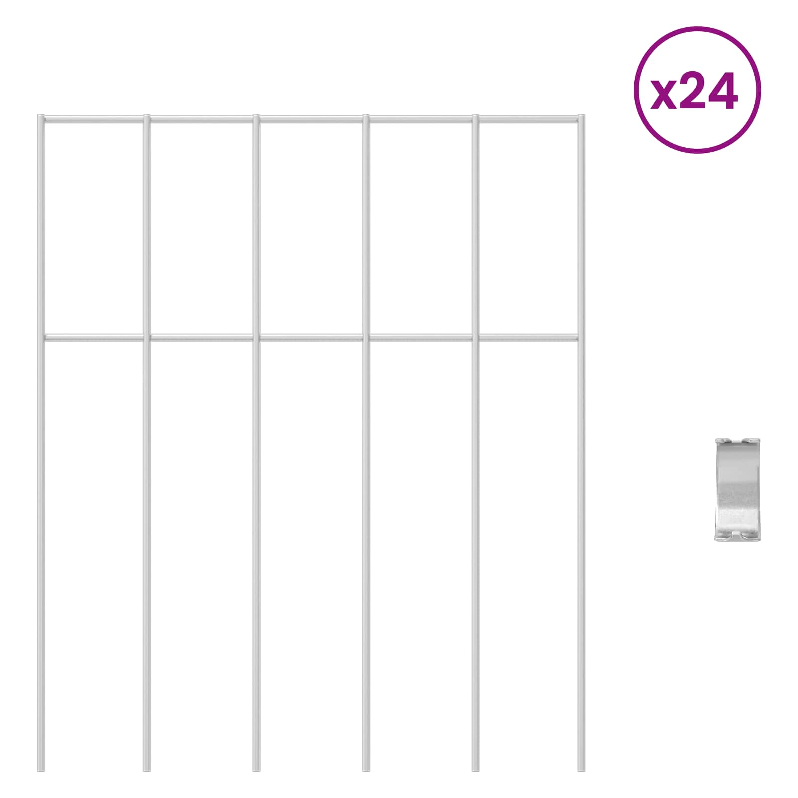 Painel de cerca para jardim 24 unid. 25 x 30 cm aço galvanizado