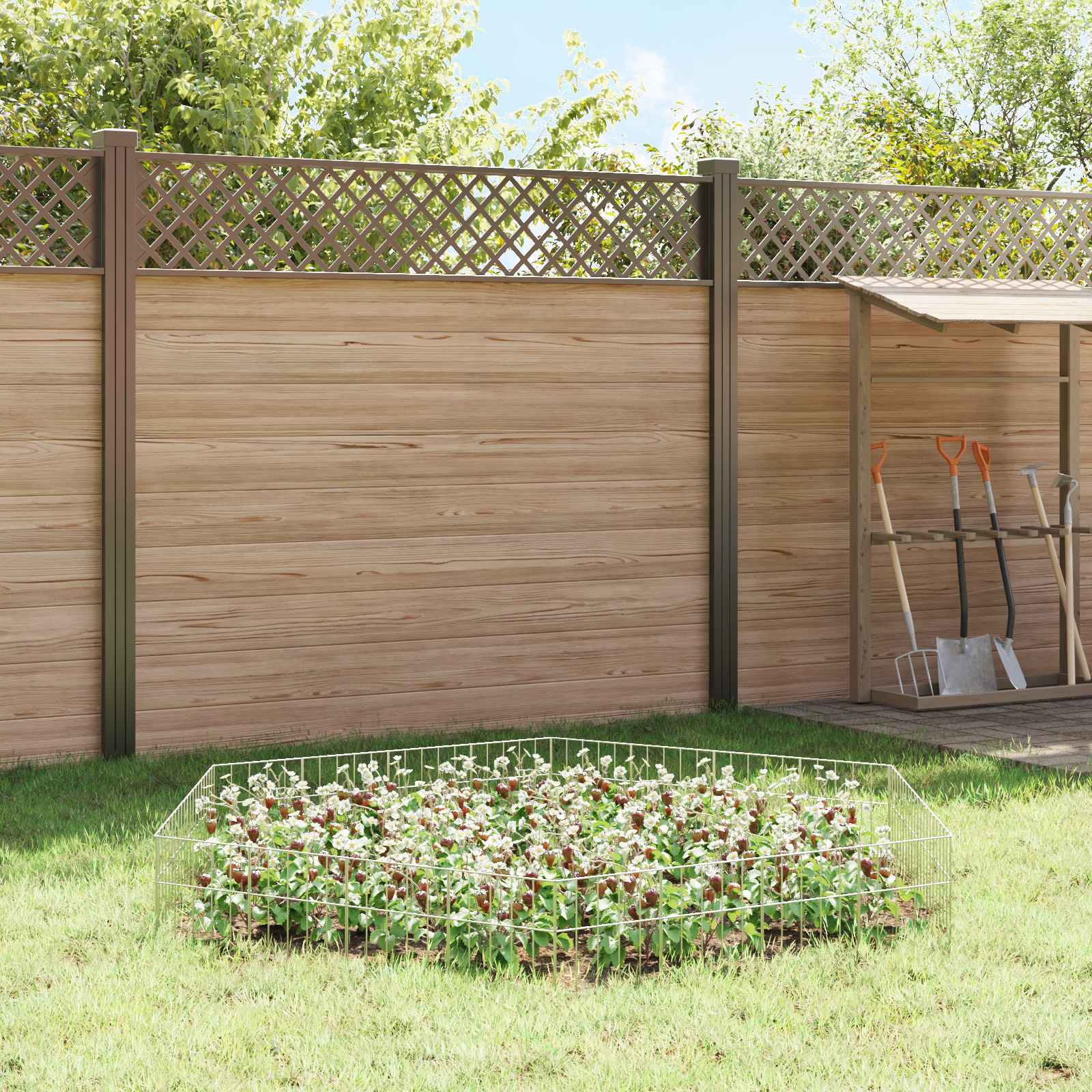 Painel de cerca para jardim 24 unid. 25 x 30 cm aço galvanizado