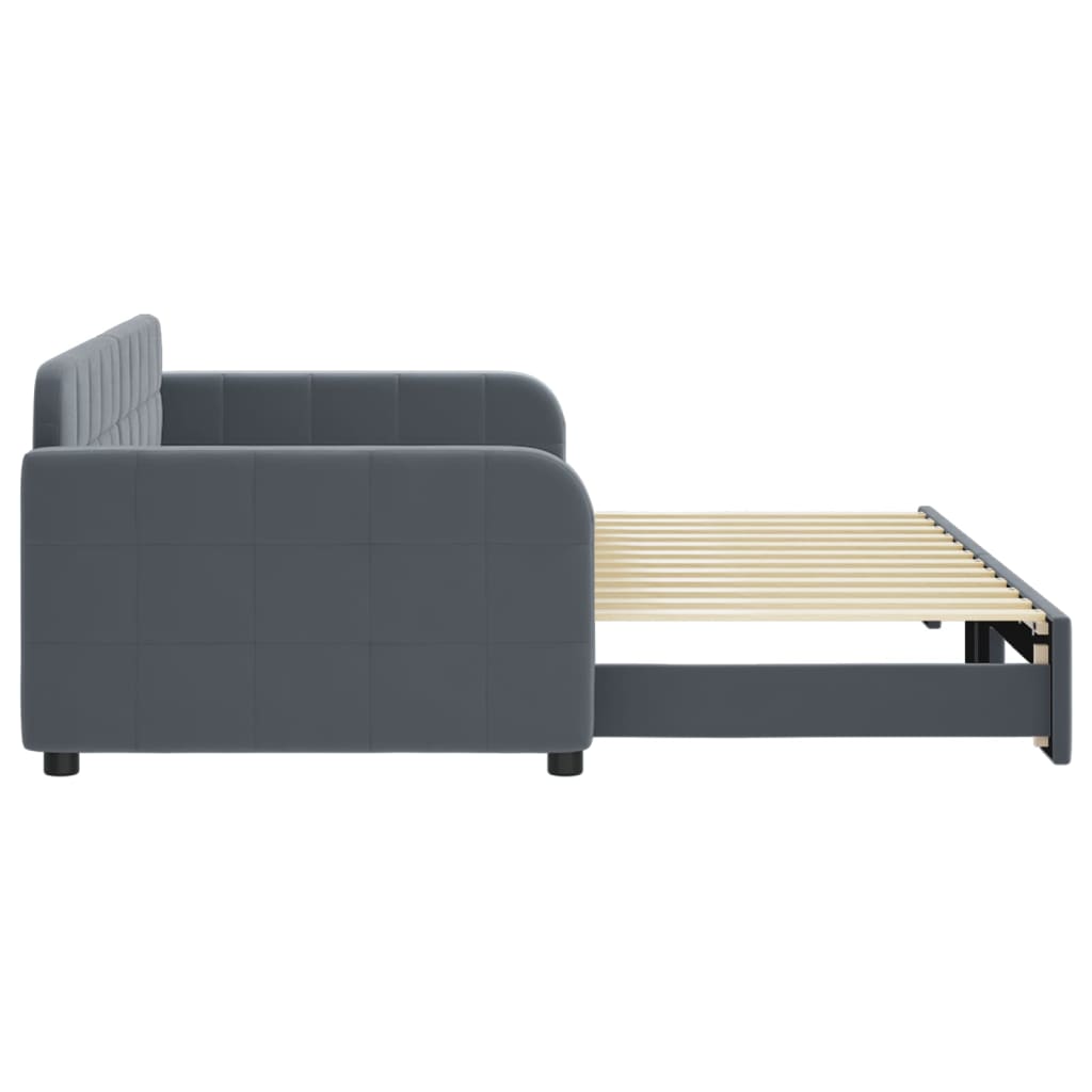 Sofá-cama com gavetão 90x200 cm veludo cinzento-escuro