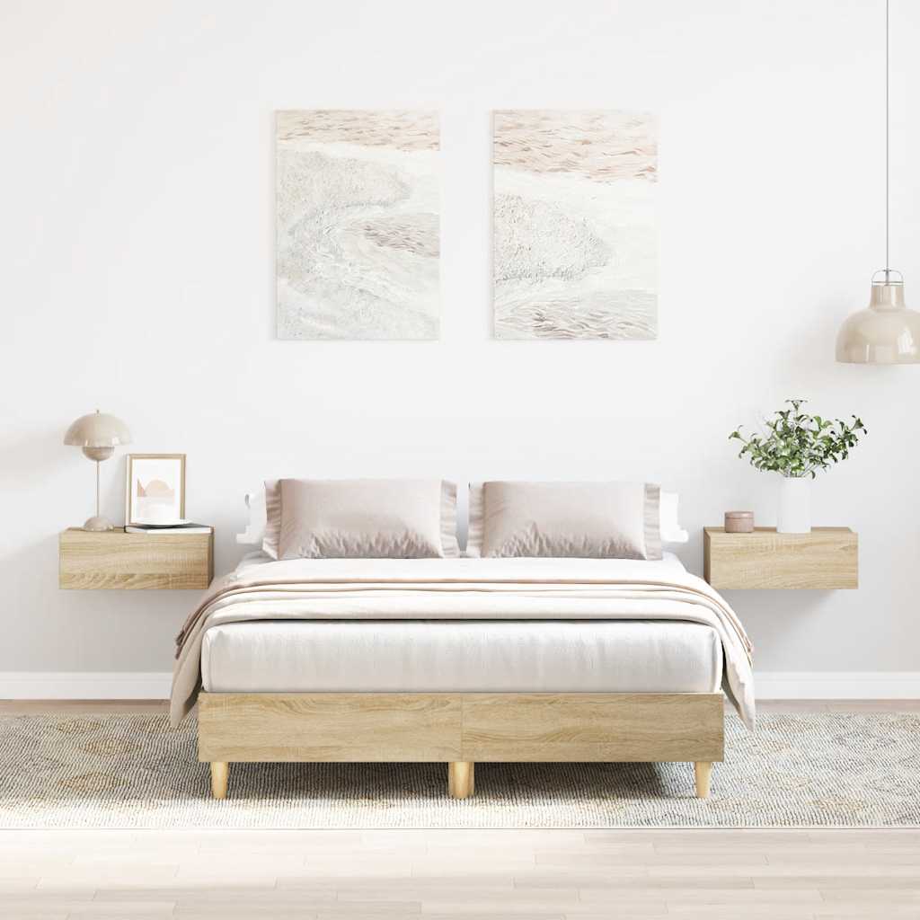 Estrutura de cama sem colchão 120x190 cm carvalho sonoma