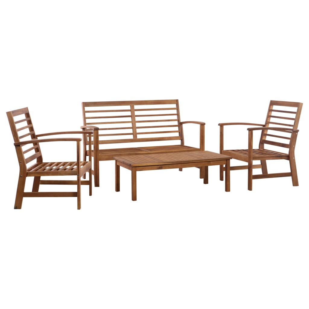 Conjunto lounge de jardim 4 pcs madeira de acácia maciça